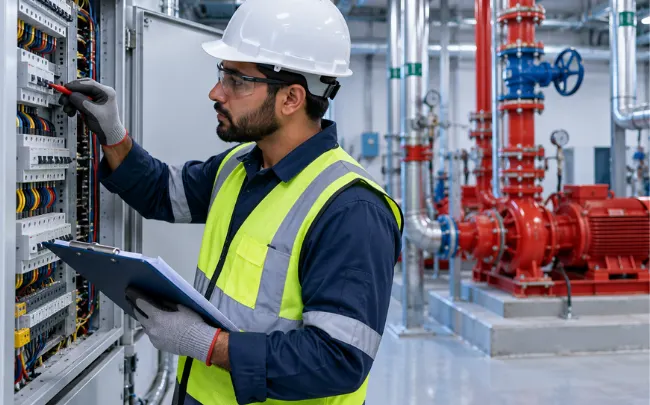 Technician carrying out testing and commissioning, a step top MEP companies in UAE should document